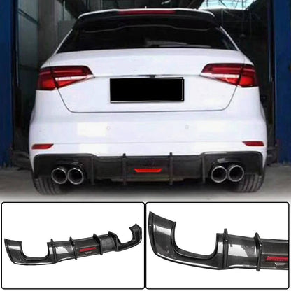 Rear bumper diffuser V1 (for S-Line HB 2017-2020, Carbon) for Audi A3 2012-2020 - image 1