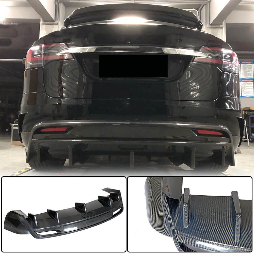 Rear Bumper Diffuser Carbon Fiber V3 (2016-2020) for Tesla Model X - image 1