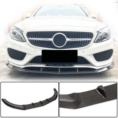 Front Bumper Lip V3 for C43 AMG 2015-2019 Carbon for Mercedes C-сlass W205 2014-2021 - image 1