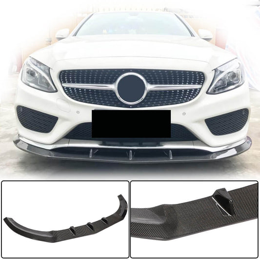 Front Bumper Lip V3 for C43 AMG 2015-2019 Carbon for Mercedes C-сlass W205 2014-2021 - image 1