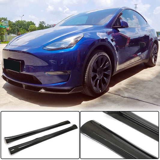 Door Sill Covers V2 (2020-2025, Carbon) for Tesla Model Y 2020- - image 1