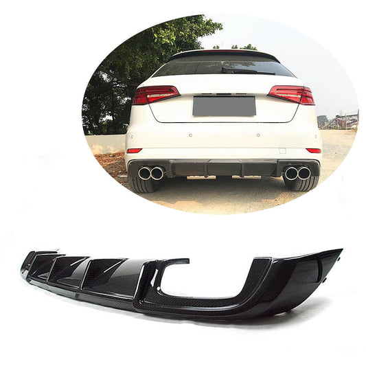 Rear bumper diffuser V2 (for S-Line HB 2017-2020, Carbon) for Audi A3 2012-2020 - image 1