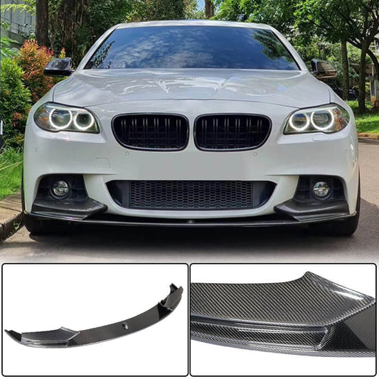 Front Bumper Lip Spoiler Carbon Fiber V3 (M-Sport) for BMW 5 series F-10/11/07 2010-2016 - image 1