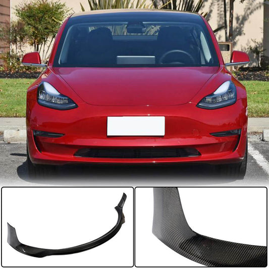 Front Bumper Lip V4 (2017-2023, Carbon) for Tesla Model 3 2017- - image 1