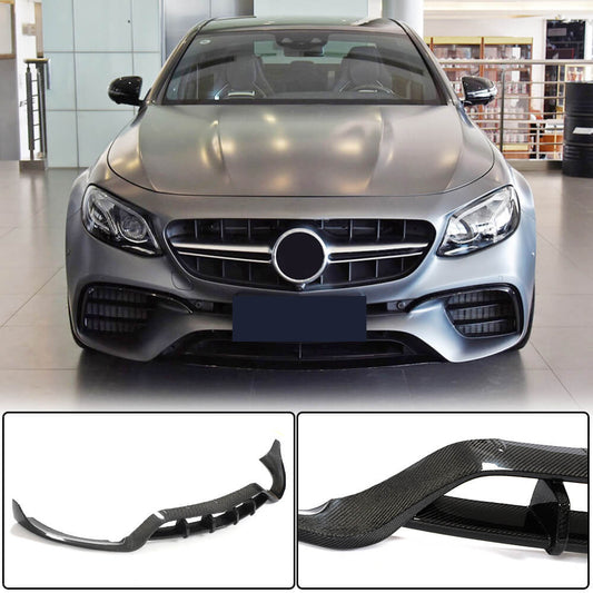 Front Bumper Lip V2 for E63 AMG 2016-2019 Carbon for Mercedes E-сlass W213 2016-2023 - image 1