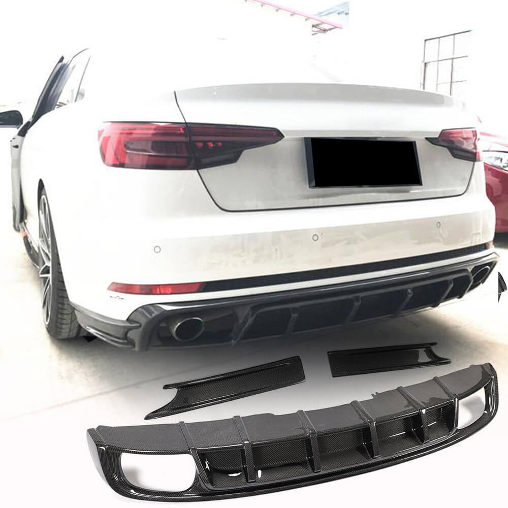 Rear bumper diffuser (for S4 2017-2020, Carbon) for Audi A4 B9 2015-2024 - image 1