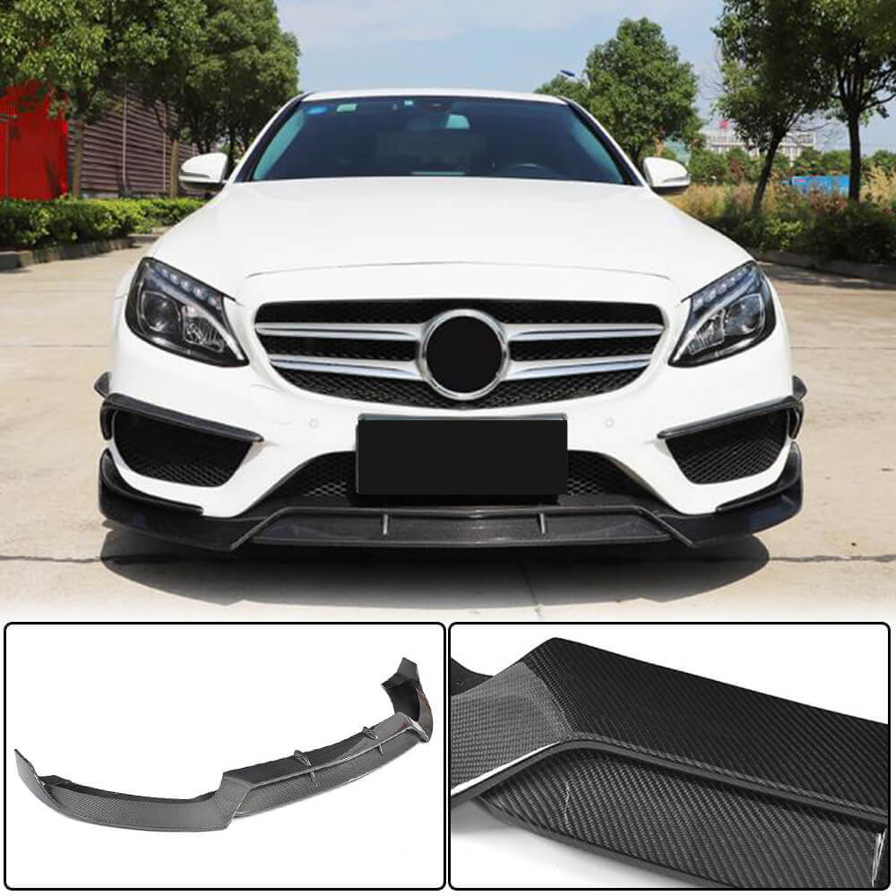 Front Bumper Lip V2 for C43 AMG 2015-2019 Carbon for Mercedes C-сlass W205 2014-2021 - image 1
