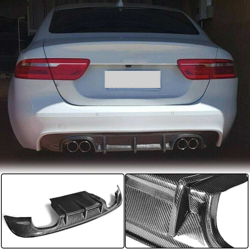 Rear Bumper Diffuser V1 (2015-2019, Carbon) for Jaguar XE 2016- - image 1