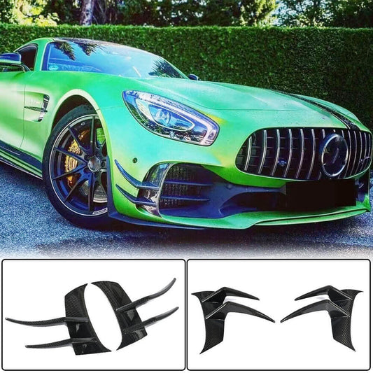 Front bumper extensions V2 (for GT R 2016-2019, Dry Carbon) for Mercedes AMG GT C190/R190 2014-2022 - image 1