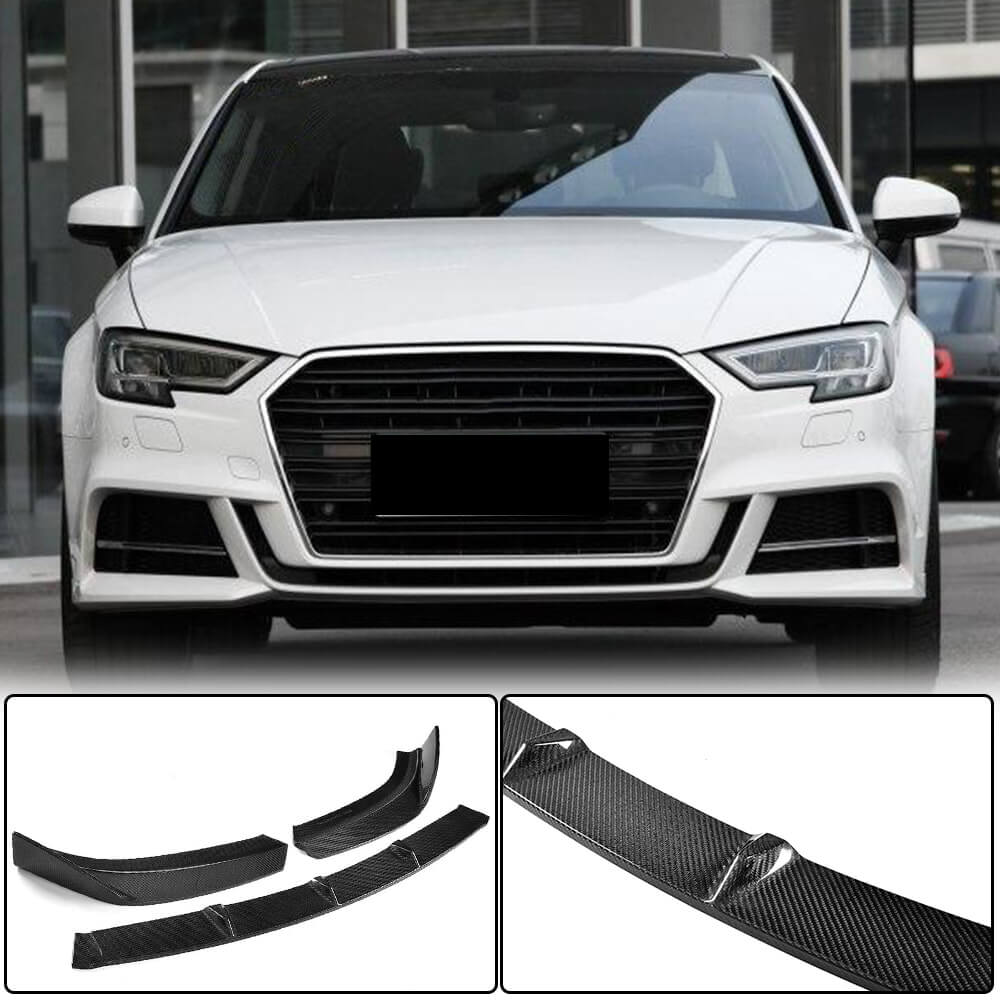 Front bumper lip spoiler Lip V2 (for S-Line Sedan 2017-2020, Carbon) for Audi A3 2012-2020 - image 1