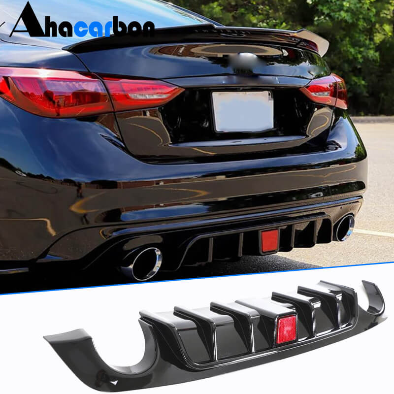 Rear bumper diffuser V1 (for Q50 Base/Sport 2018-2023, Carbon) for Infiniti Q50/Q60 2013-2024 - image 1