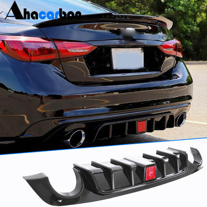 Rear bumper diffuser V1 (for Q50 Base/Sport 2018-2023, Carbon) for Infiniti Q50/Q60 2013-2024 - image 1