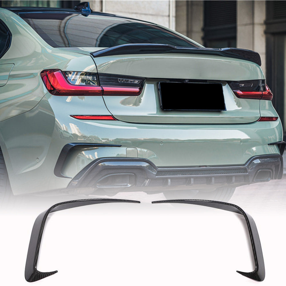 Rear Bumper Flap Extensions (for M-Sport 2018-2022, Carbon) for BMW 3 Series G20/21 2018- - image 1