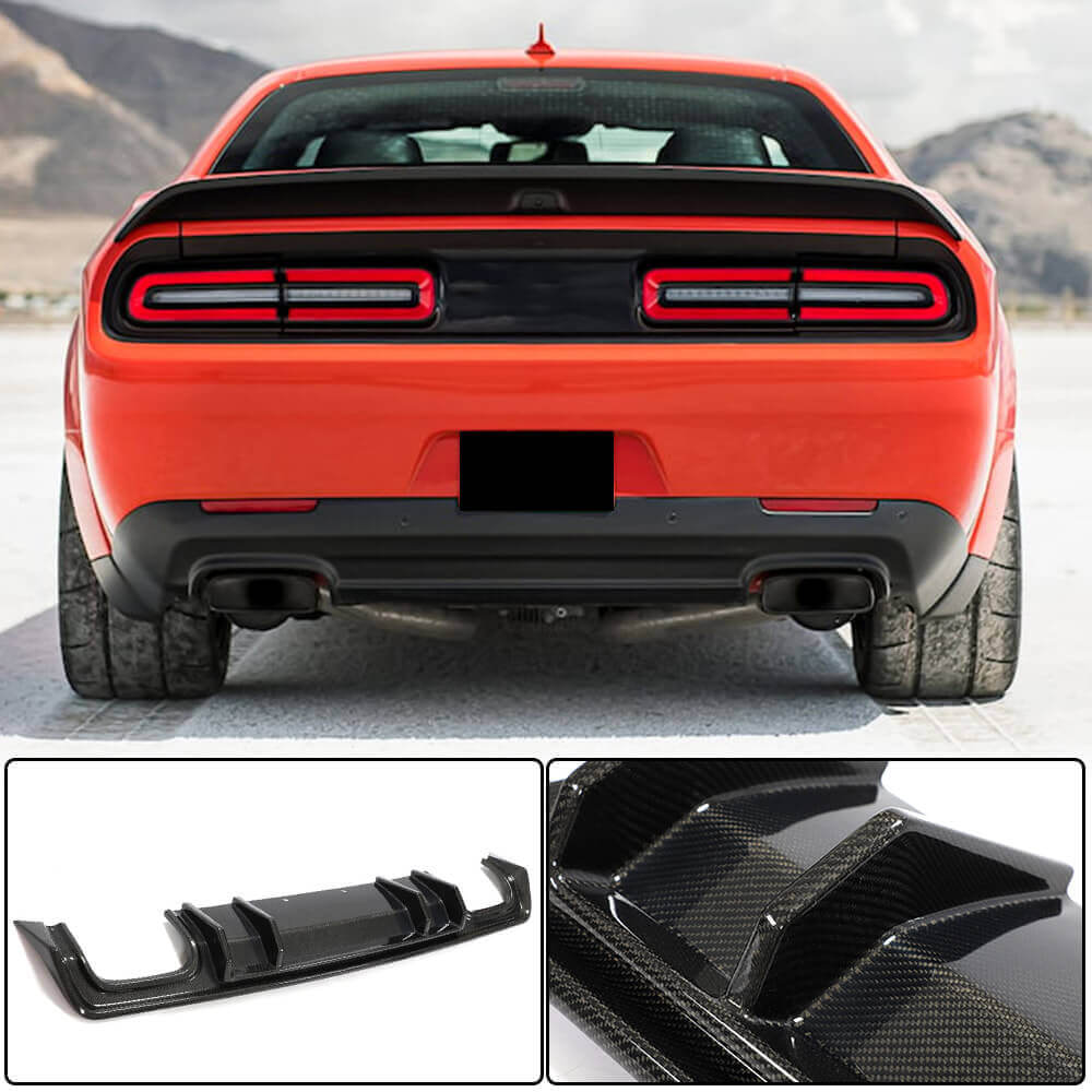 Rear Bumper Diffuser (2015-2023, Carbon) for Dodge Challenger 2008-2023 - image 1