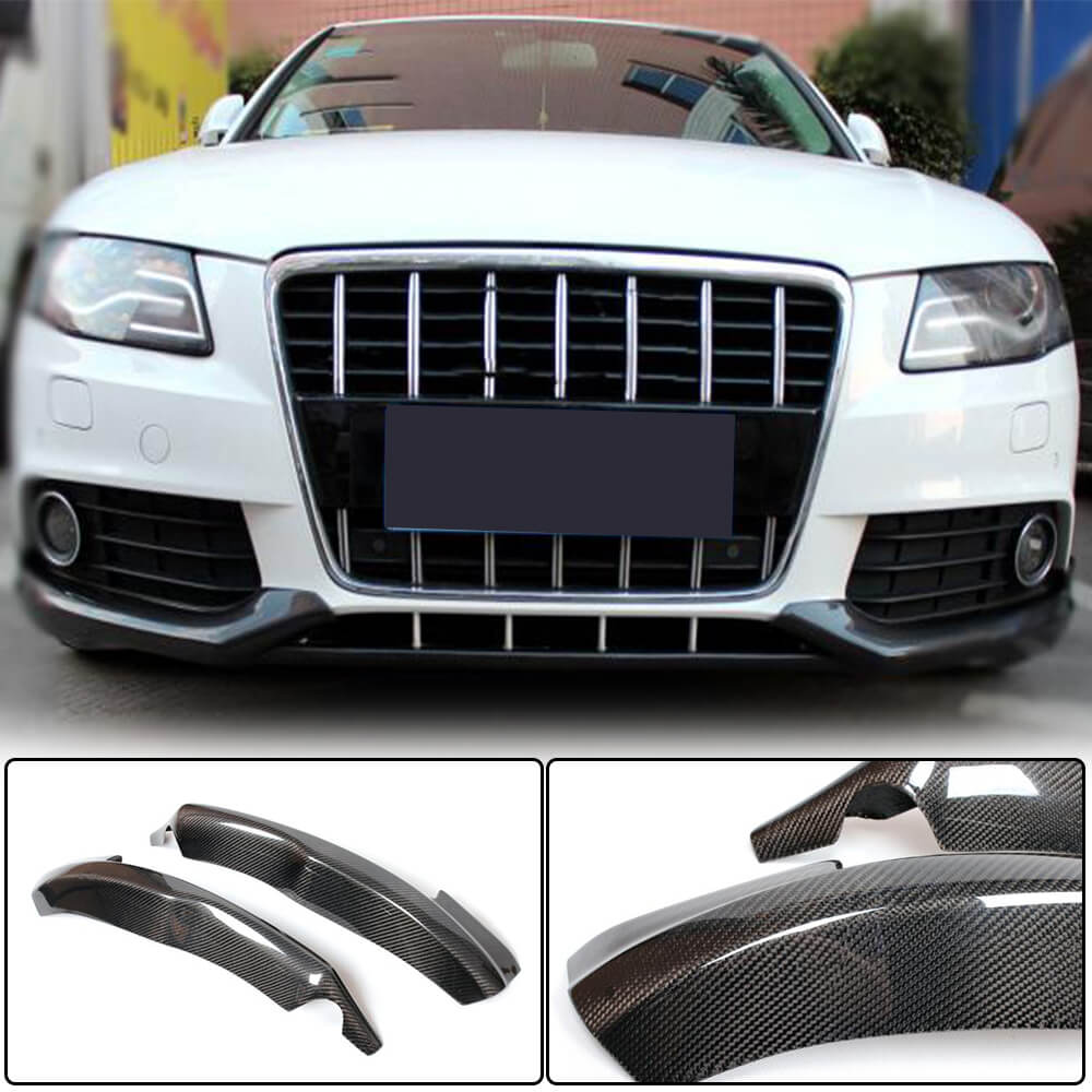 Front Bumper Flap Extensions (for Base 2007-2011, Carbon) for Audi A4 B8 2007-2015 - image 1