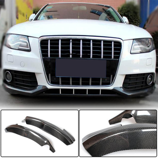 Front Bumper Flap Extensions (for Base 2007-2011, Carbon) for Audi A4 B8 2007-2015 - image 1