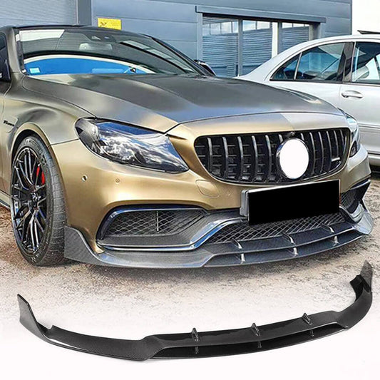 Lip V2 front bumper cover (for coupe/cabriolet C63 AMG 2015-2019, Carbon) for Mercedes C-class W205 2014-2021 - image 1