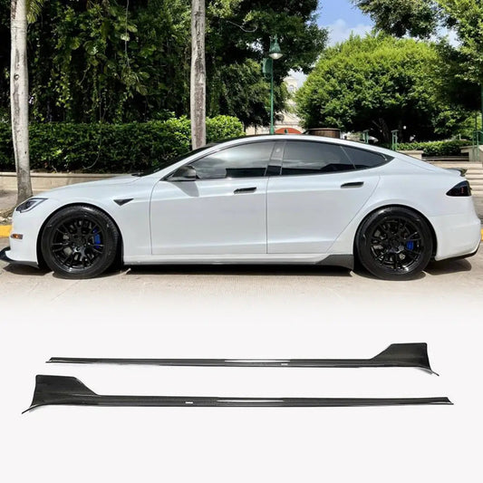 Door Sill Covers (2021+, Carbon) for Tesla Model S 2012– - image 1