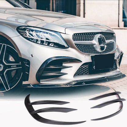 Front Bumper Extensions V1 for C43 AMG 2019-2021 Carbon for Mercedes C-сlass W205 2014-2021 - image 1