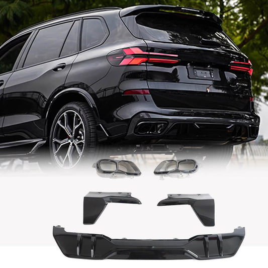 Rear bumper diffuser V4 (2018-2022, gloss black) for BMW X5 G05 2019- - image 1