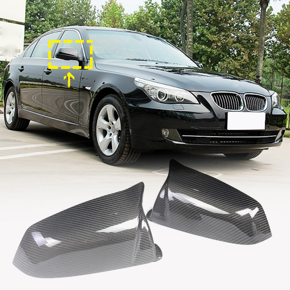 Mirror Covers (for 2007-2010, Carbon) for BMW 5 Series E-60/61 2003-2010 - image 1