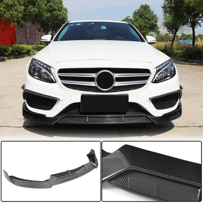 Front Bumper Lip V2 for C43 AMG 2015-2019 Carbon for Mercedes C-сlass W205 2014-2021 - image 1