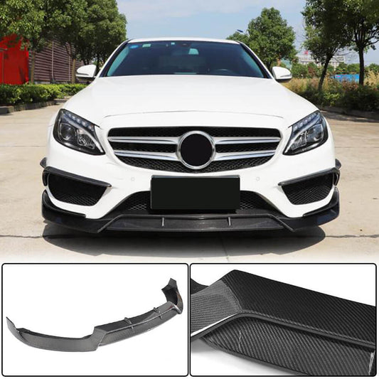 Front Bumper Lip V2 for C43 AMG 2015-2019 Carbon for Mercedes C-сlass W205 2014-2021 - image 1