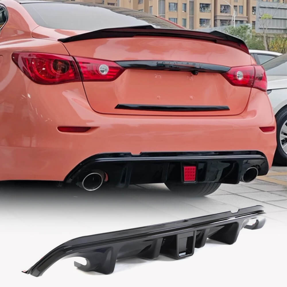 Rear bumper diffuser V2 (for Q50 Base/Sport 2014-2017, Carbon) for Infiniti Q50/Q60 2013-2024 - image 1