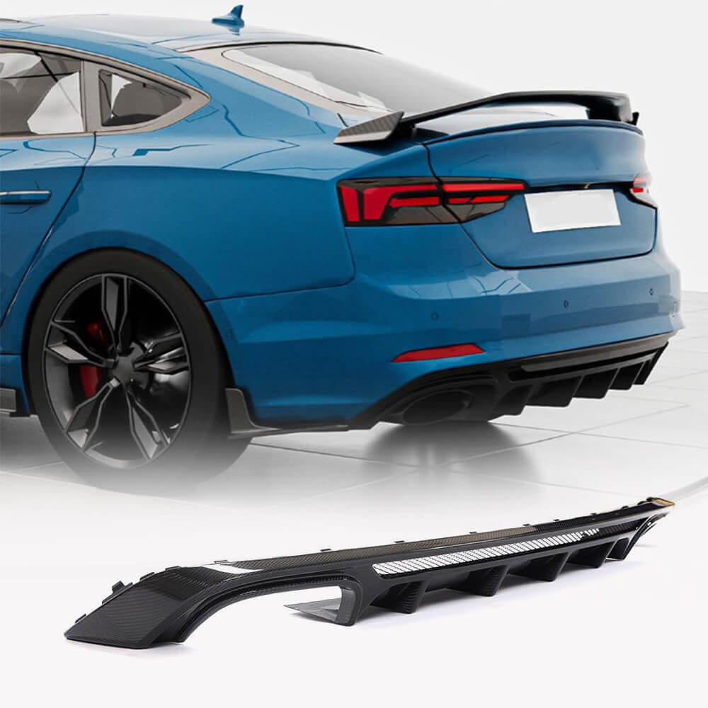 Rear Bumper Diffuser V3 (for S-Line 2016-2020, Carbon) for Audi A5 2016-2025 - image 1