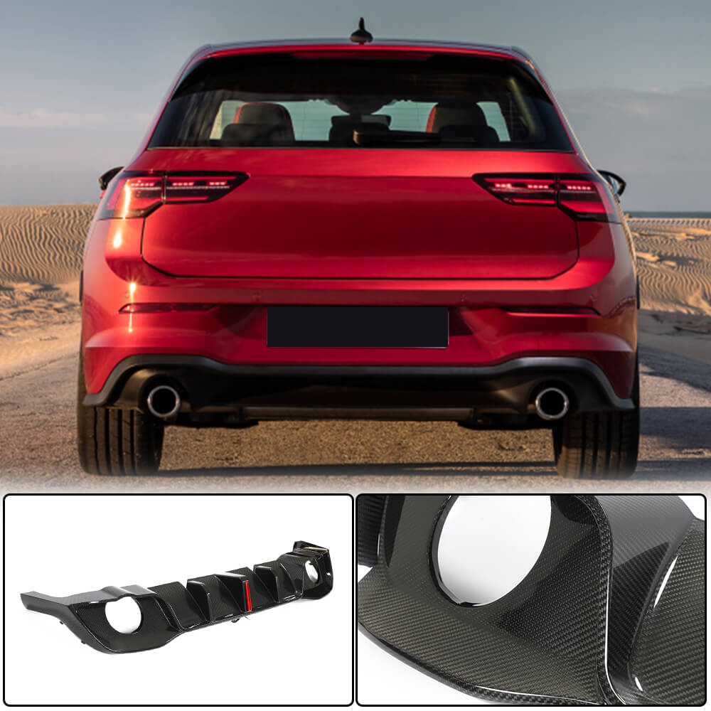 Rear Bumper Diffuser (for GTI HB, Dry Carbon) for Volkswagen Golf 8 2019- - image 1