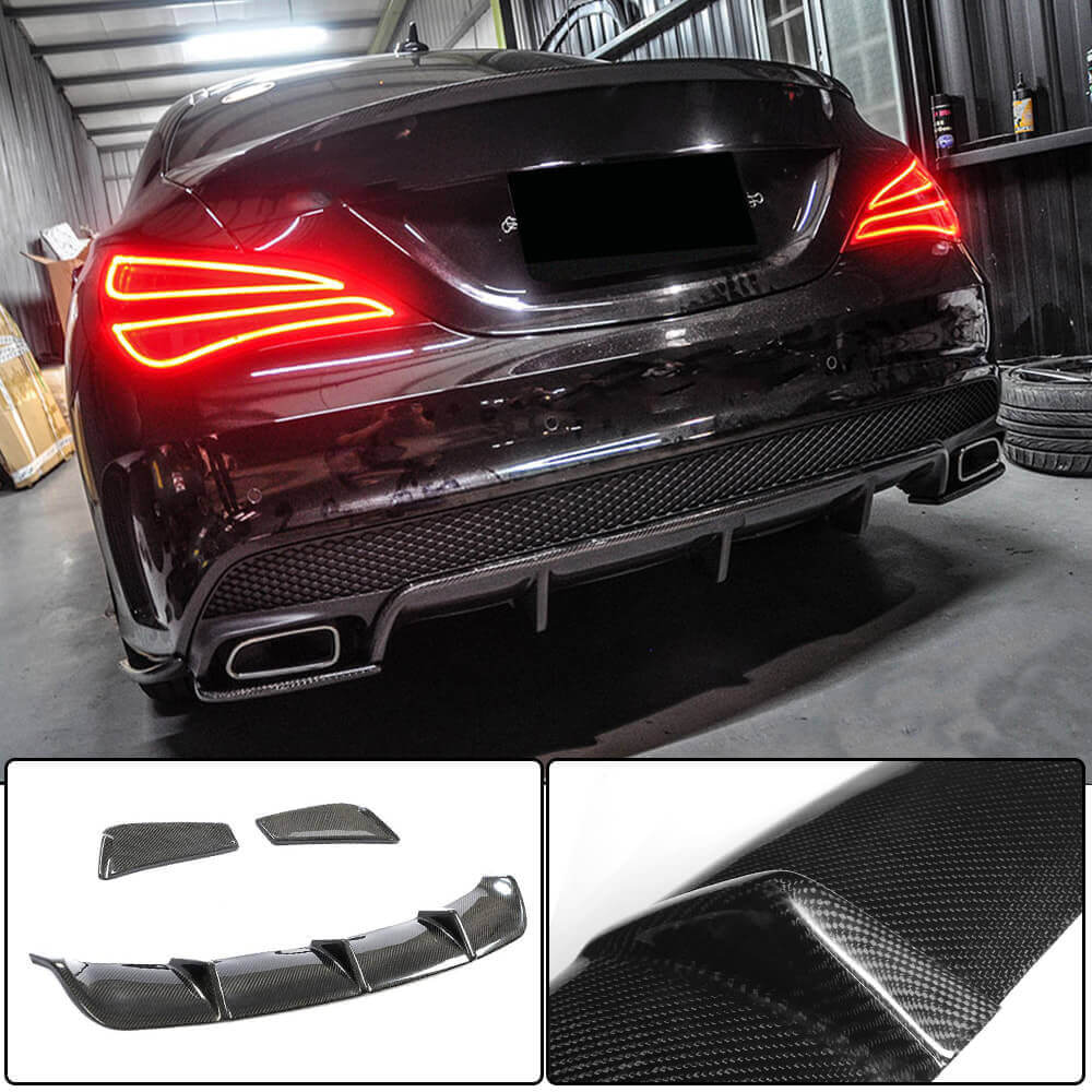Rear Bumper Diffuser V2 (for AMG-Line / CLA45 AMG 2013-2016, Carbon) for Mercedes CLA C117 2013-2019 - image 1