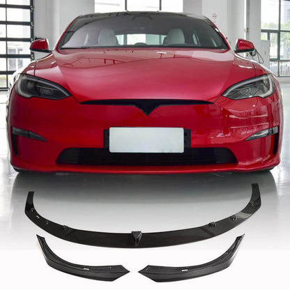 Front Bumper Lip V2 (2021+, Carbon) for Tesla Model S 2012– - image 1