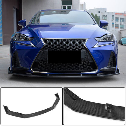 Front Bumper Lip Spoiler (for Base/F-Sport 2016-2020, Carbon) for Lexus IS 2013- - image 1