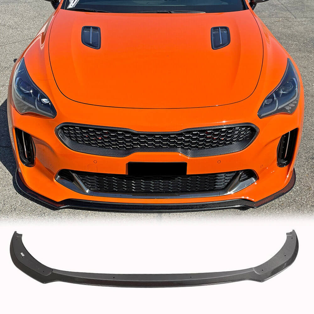 Front Bumper Lip Spoiler (Carbon) for Kia Stinger 2017-2023 - image 1