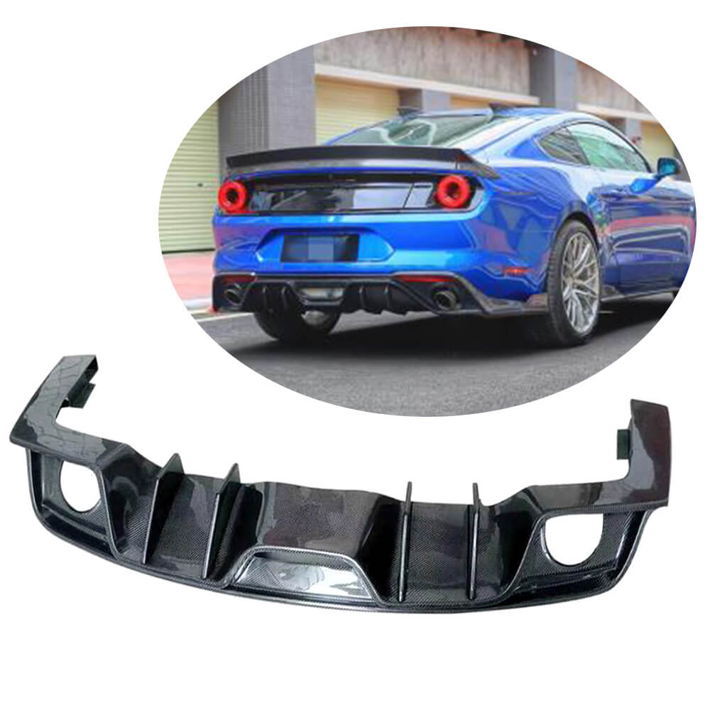 Rear bumper diffuser V1 (2018-2021, Carbon) for Ford Mustang 2015-2023 - image 1