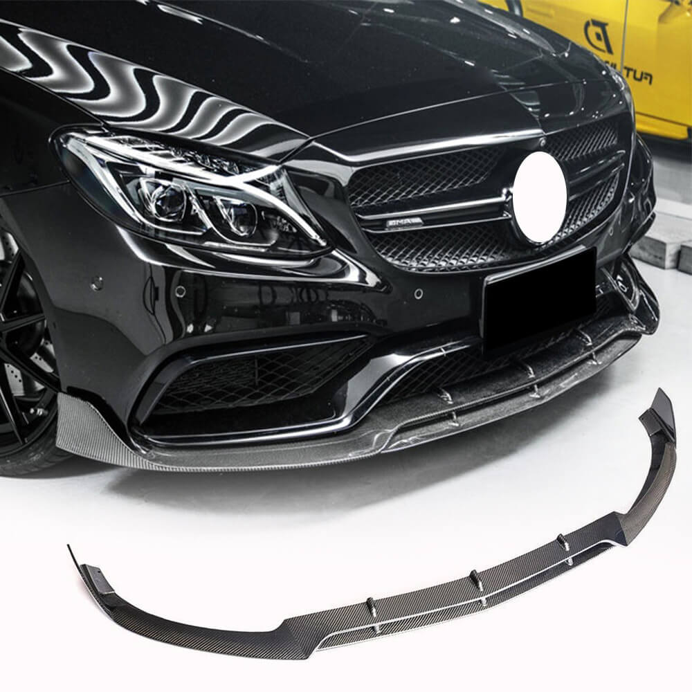 Front Bumper Lip V4 for SD C63 AMG 2015-2019 Carbon for Mercedes C-сlass W205 2014-2021 - image 1