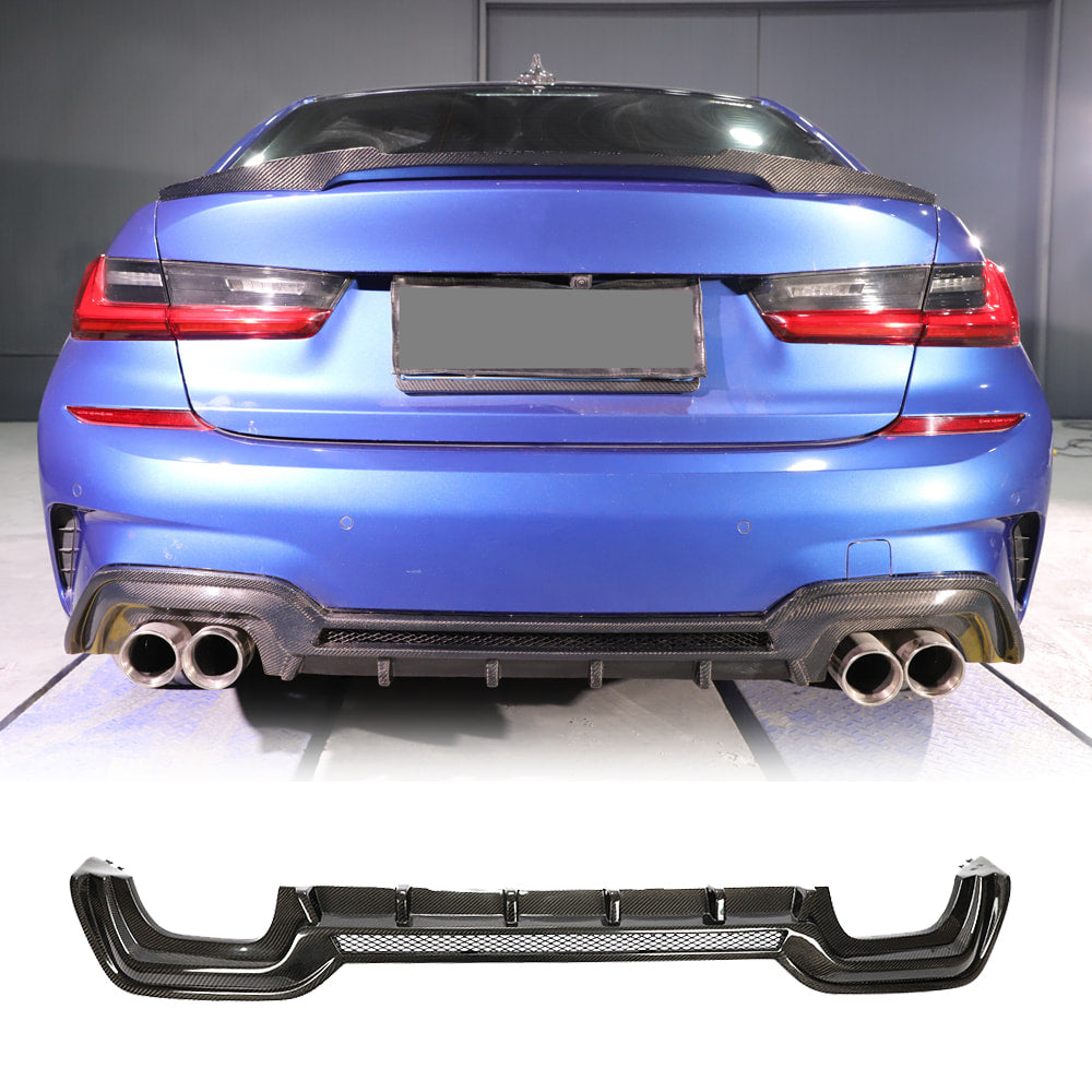 Rear Bumper Diffuser V2 (for M-Sport 2018-2022, Carbon) for BMW 3 Series G20/G21 2018- - image 1