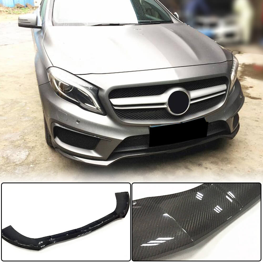 Front Bumper Lip Spoiler (for GLA45 AMG 2013-2016, Carbon) for Mercedes GLA X156 2014-2019 - image 1