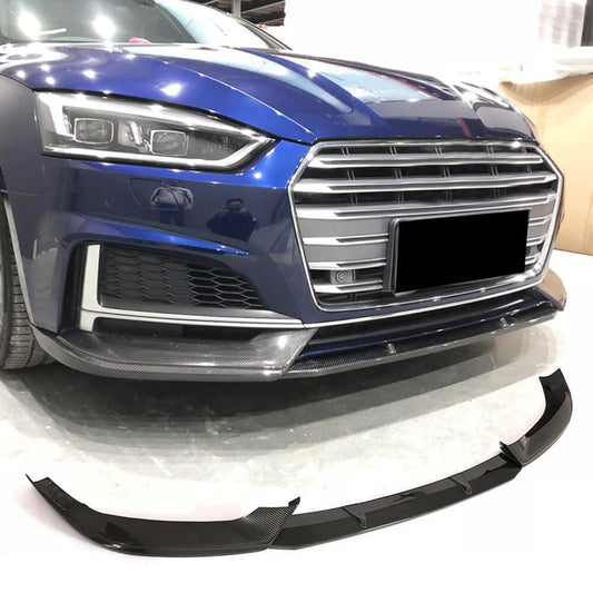 Front Bumper Lip Spoiler (for S-Line Coupe/Cabriolet 2016-2020, Carbon) for Audi A5 2016-2025 - image 1
