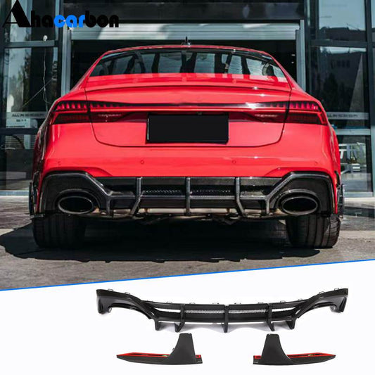 Rear bumper diffuser (for RS7 2018-2022, Dry carbon) for Audi A7 2018- - image 1