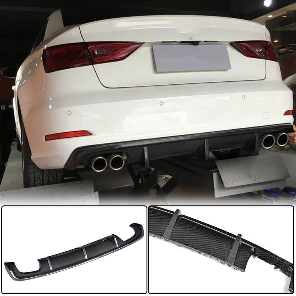 Rear Bumper Diffuser V1 (for Base SD 2012-2016, Carbon) for Audi A3 2012-2020 - image 1