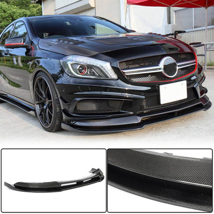 Front Bumper Lip V2 (for AMG-Line / A45 AMG HB 2013-2015, Carbon) for Mercedes A-сlass W176 2012-2018 - image 1