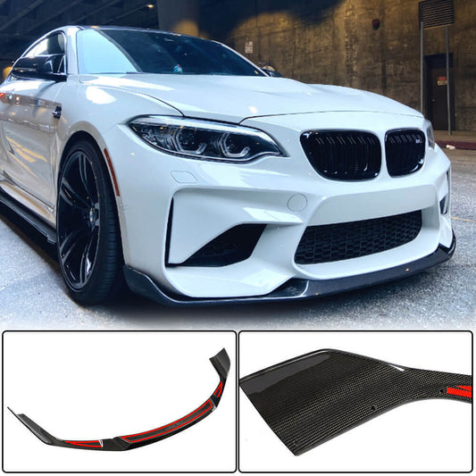 Front Bumper Lip Carbon Fiber V4 (for factory M2 Competition) for BMW 2 Series F22/23 2014-2021 - image 1