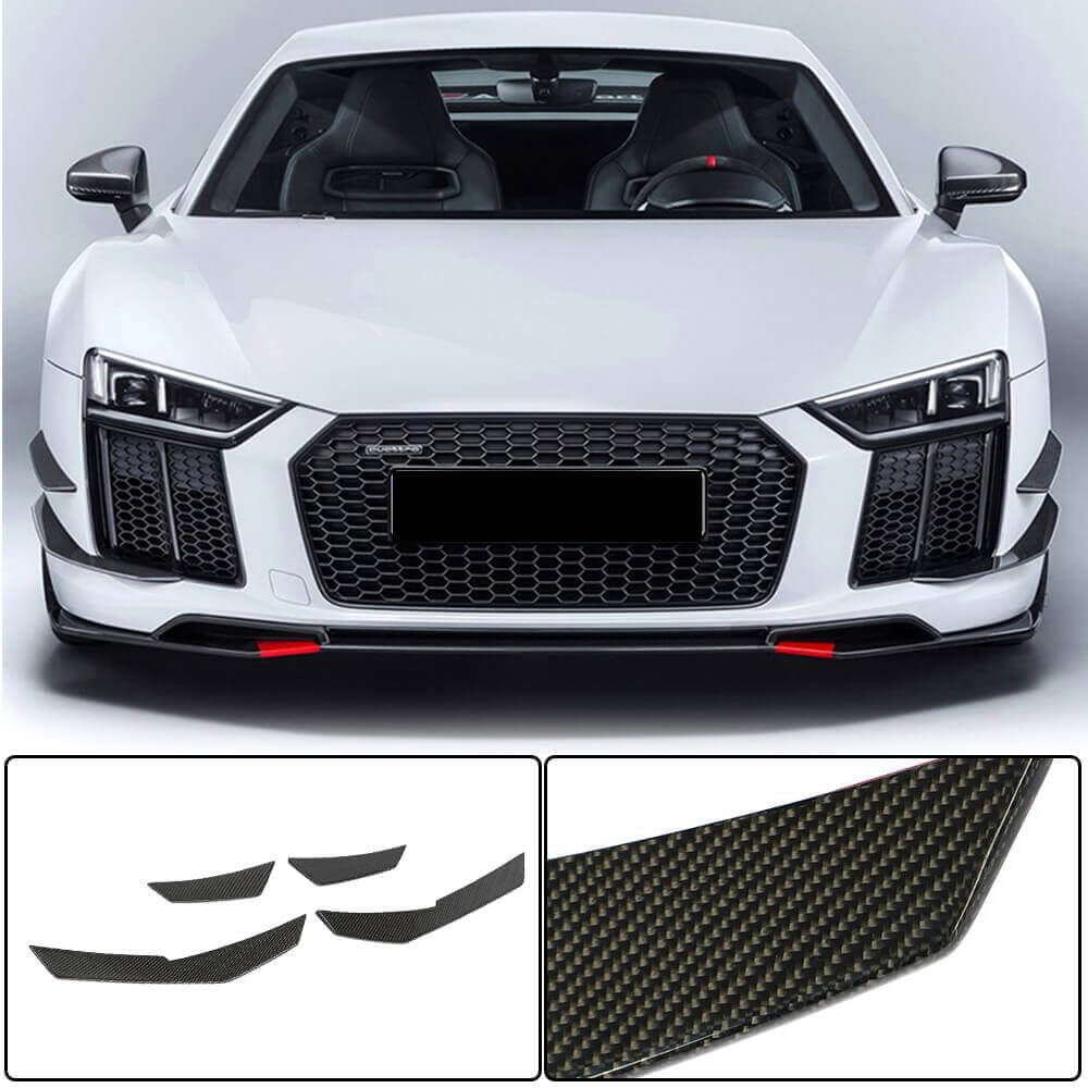 Front Bumper Fins Carbon Fiber for Audi R8 2015- - image 1