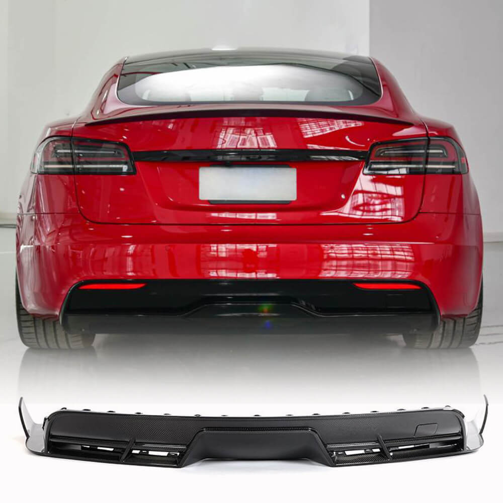 Rear Bumper Diffuser Carbon V2 (2021-2023) for Tesla Model S 2016- - image 1