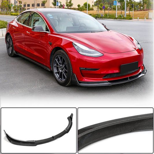 Front Bumper Lip Carbon Fiber V1 (2016-2022) for Tesla Model 3 - image 1