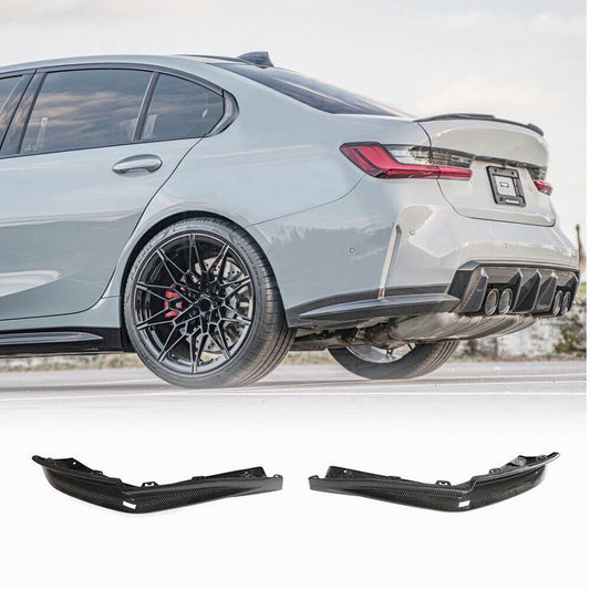 Rear Bumper Splitters Replacement Style Carbon Fiber V3 (for G80) for BMW 3 series G20/21 2018- - image 1