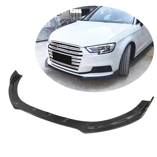Front bumper lip V1 (for Base 2017-2020 HB, Carbon) for Audi A3 2012-2020 - image 1