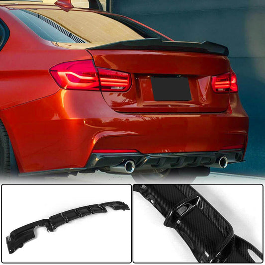 Rear Bumper Diffuser Carbon Fiber V2 (for M-Sport) for BMW 3 series F-30/31/34 2012-2019 - image 1
