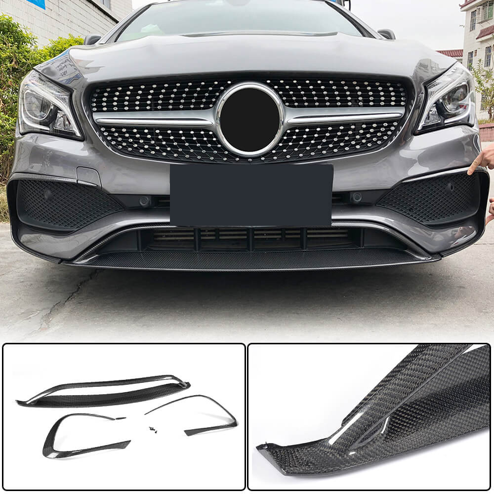 Front Bumper Lip Spoiler (for AMG-Line SD 2017-2019, Carbon) for Mercedes CLA C117 2013-2019 - image 1